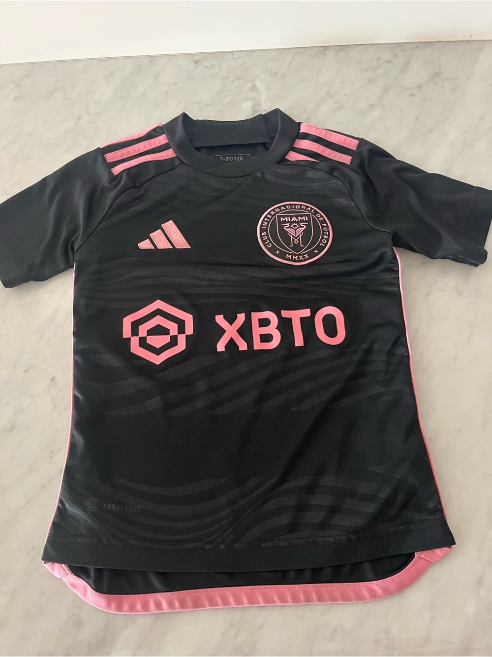 Adidas Kids Inter Miami Black & Pink Short Sleeve Jersey (official)